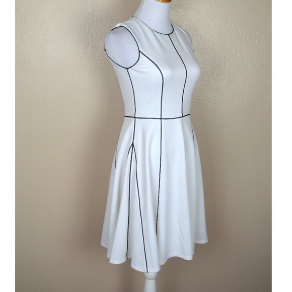 Calvin Klein Scuba Fit and Flare Color Block Dress - Picture 3 of 8